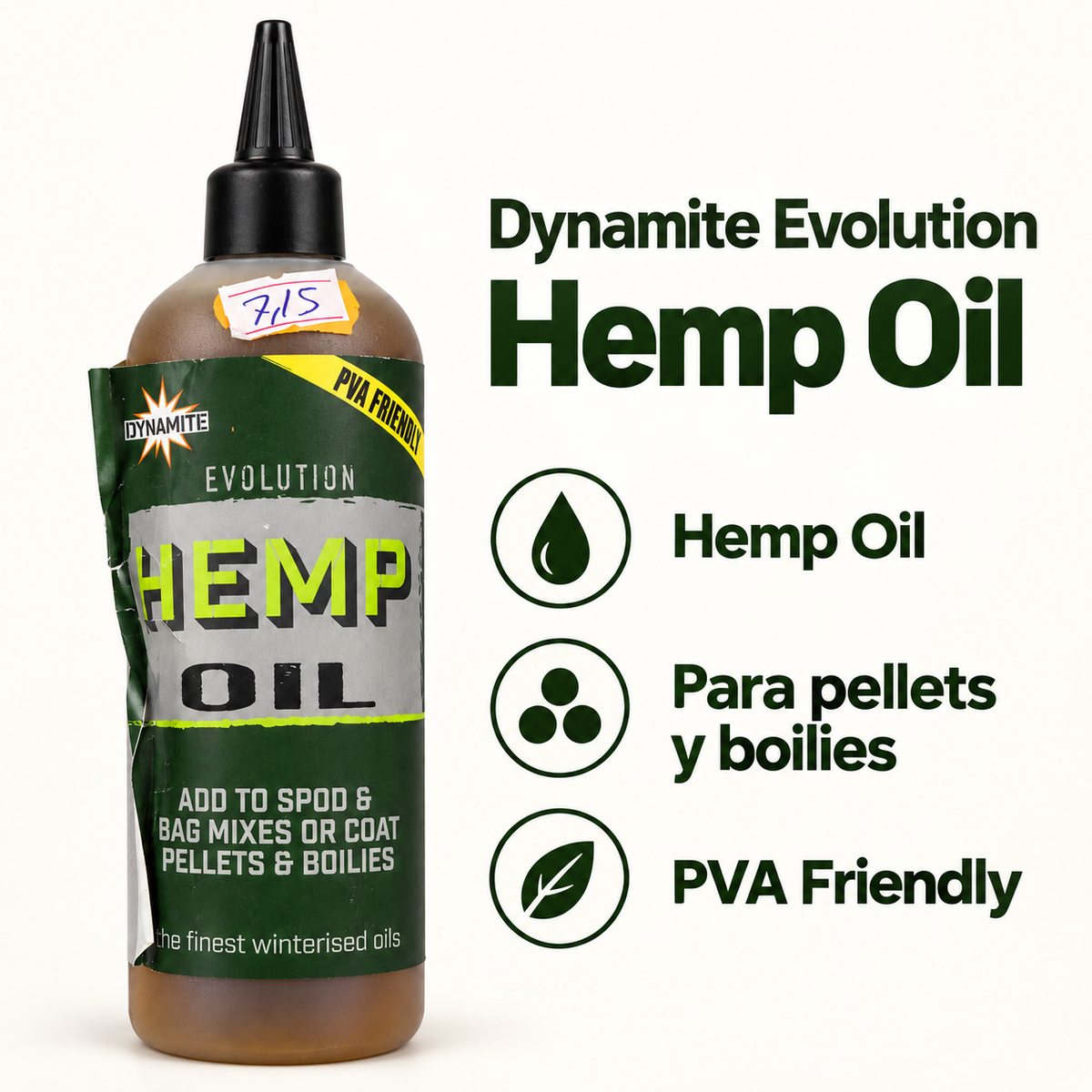 Características de Dynamite Evolution Hemp Oil para cebos