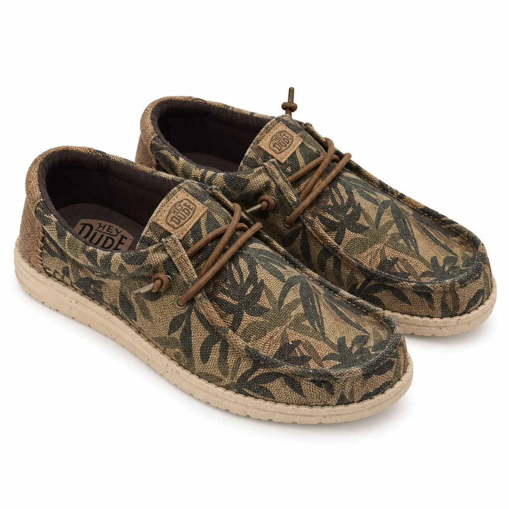 Zapatillas Hey Dude Wally Palm Jute verdes - fondo blanco