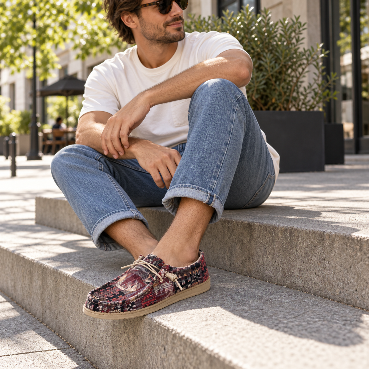 Mocasines HEYDUDE Wally Incas Red en uso