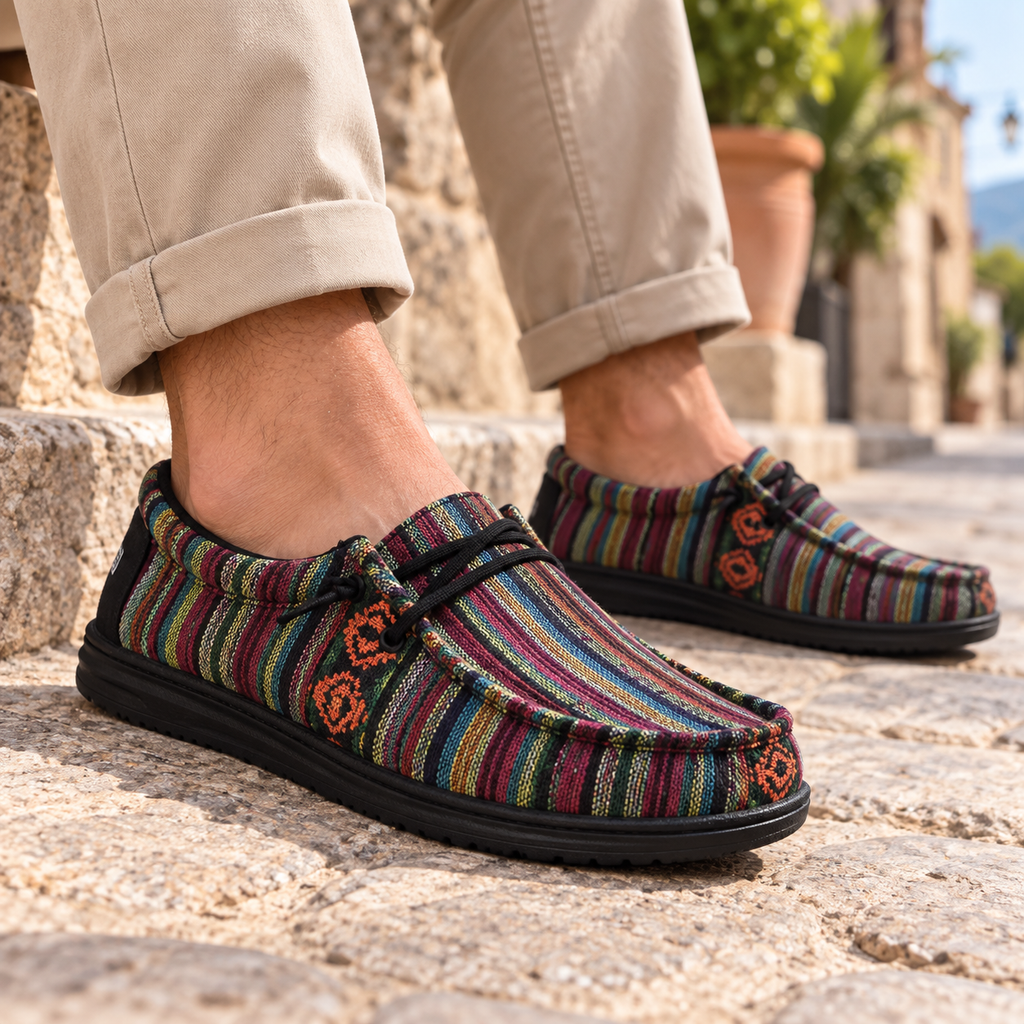 Mocasines HEYDUDE Wally Serape Mesa Verde en uso