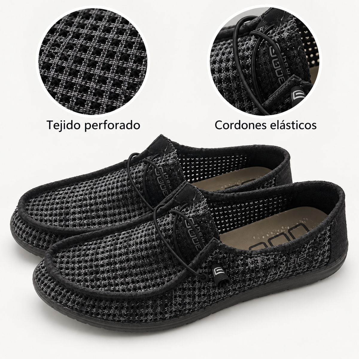 Características de los mocasines HEYDUDE Wally Sox Perforated Black Grey