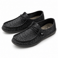 Mocasines HEYDUDE Wally Sox Perforated Black Grey sobre fondo blanco