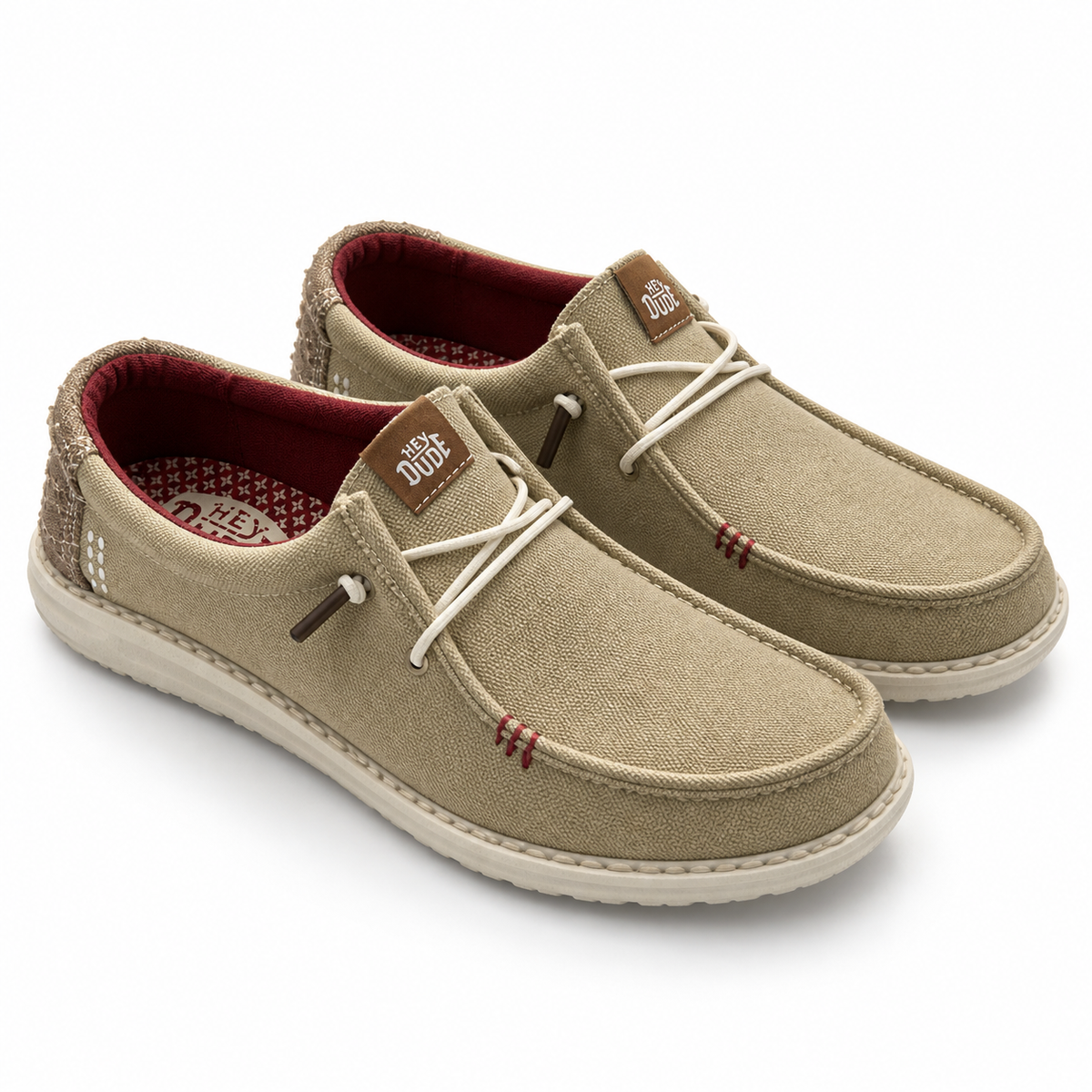 HEYDUDE Wally Workwear 17620 beige sobre fondo blanco