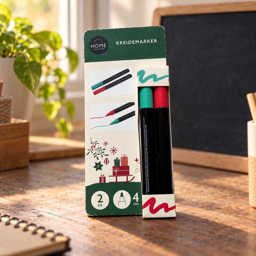 Pack Home Creation de marcadores rojo y verde en mesa de manualidades