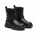 Botas Moteras Niña Negras — Estilo Biker con Hebilla y Cremallera