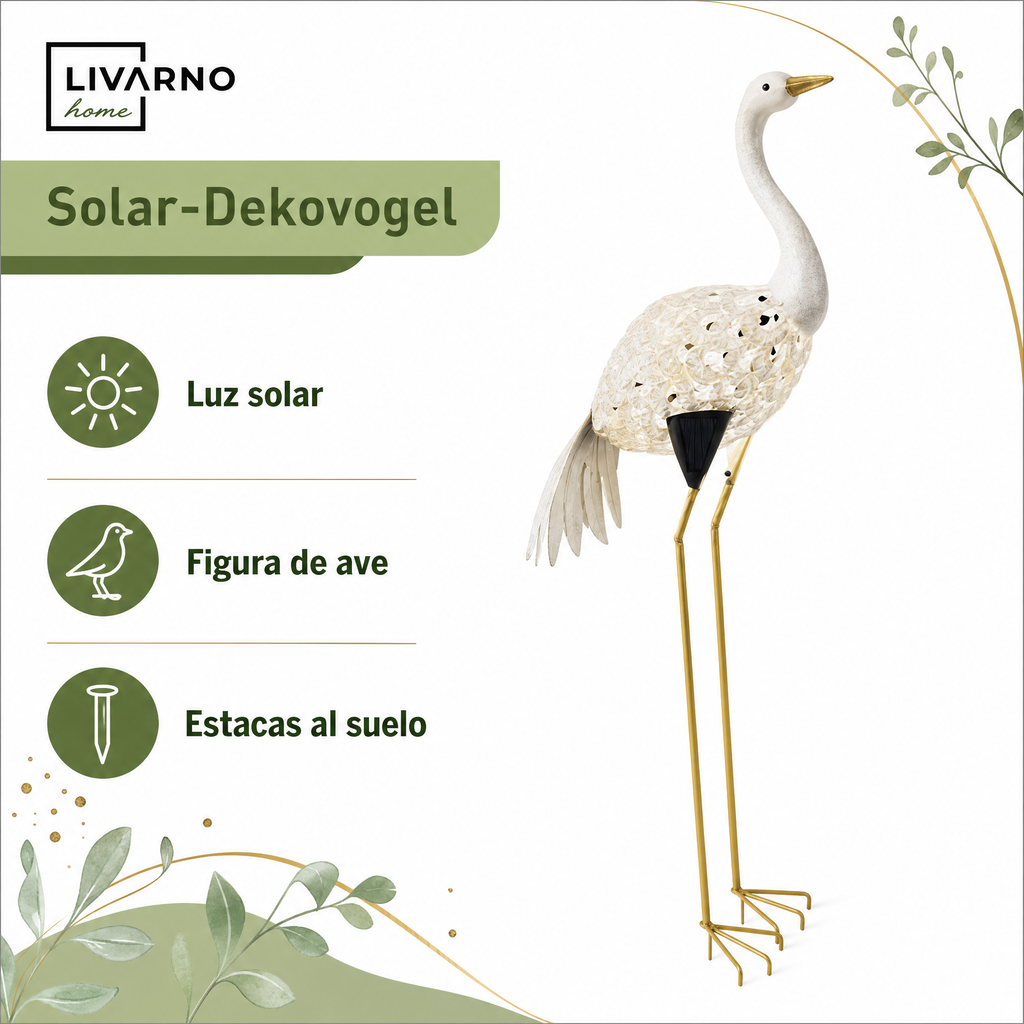 Livarno ave decorativa solar para jardín con patas largas iluminada
