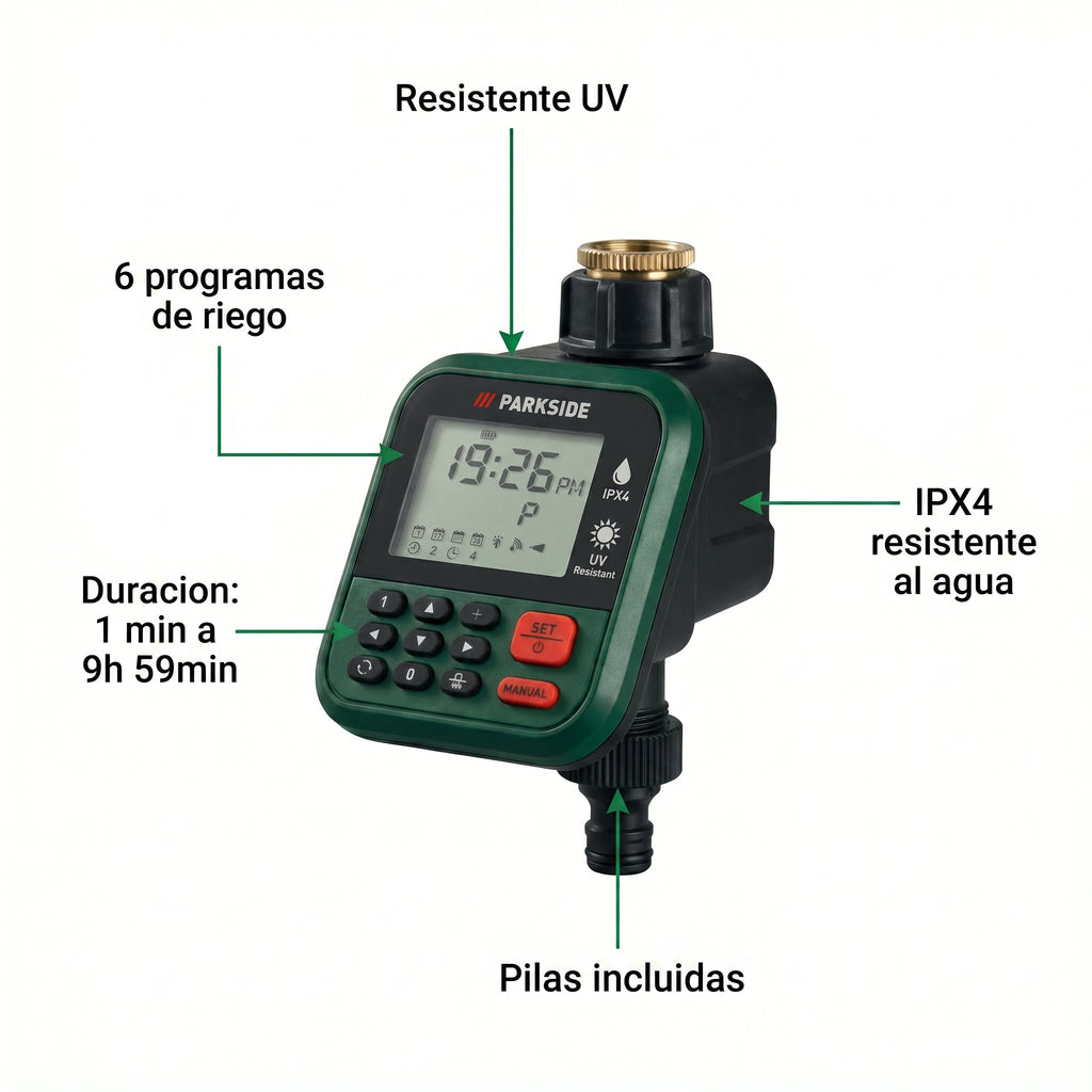 Temporizador Riego Programable Parkside