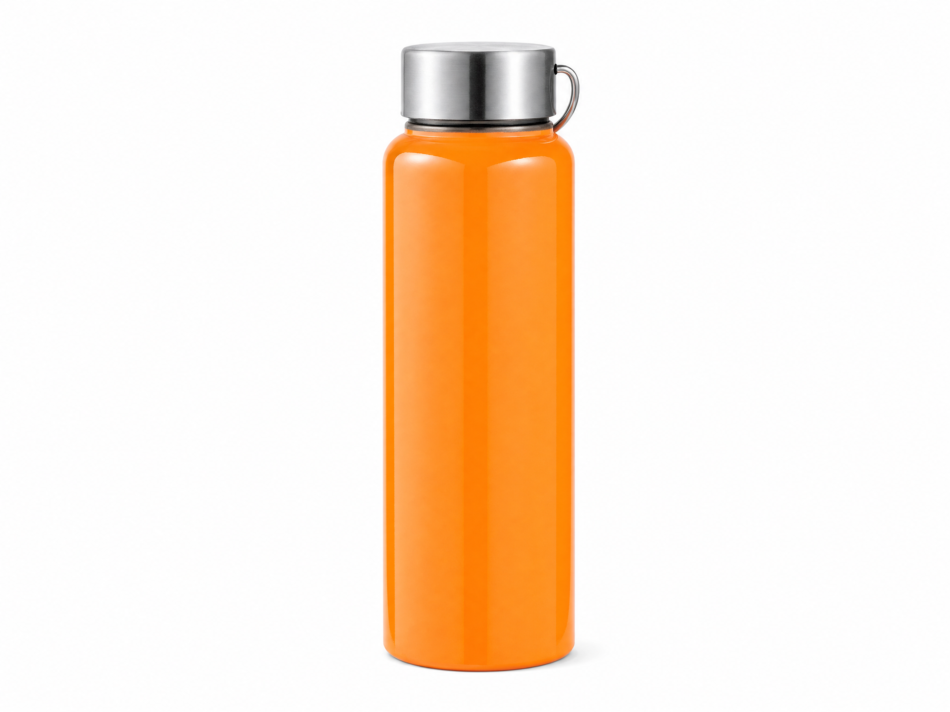 Botella deportiva naranja con tapa roscada y anilla