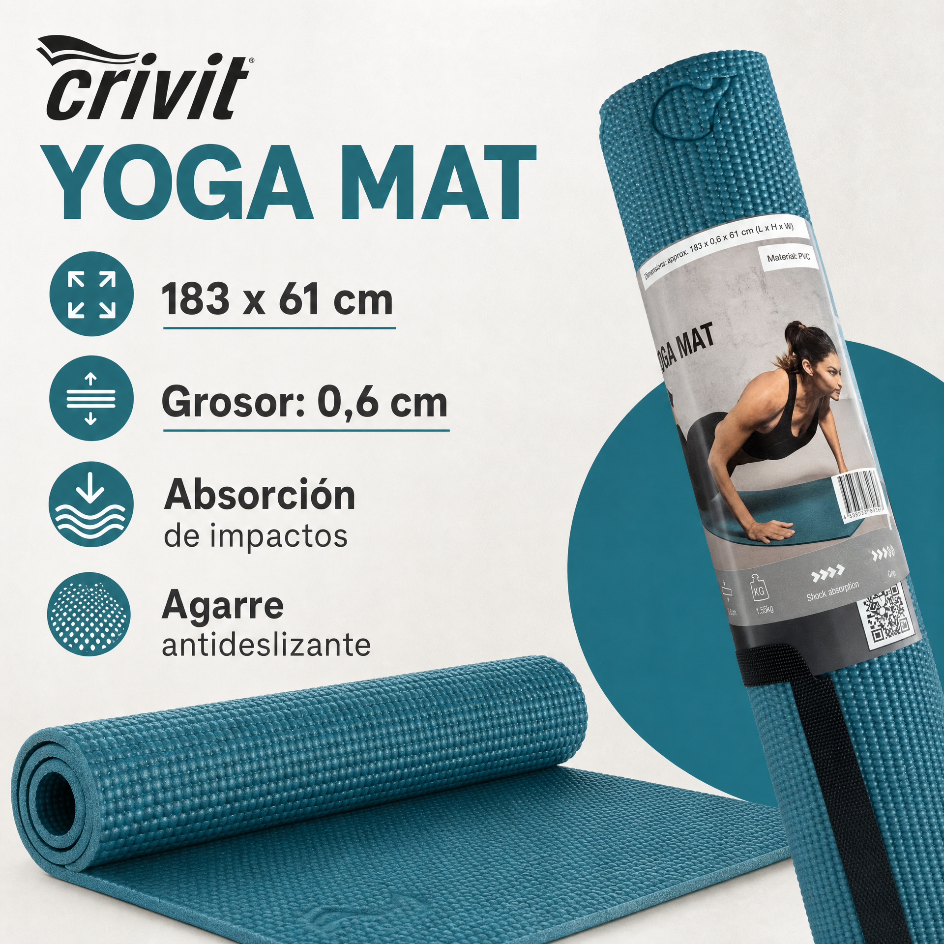 Crivit Esterilla de yoga enrollable con correa