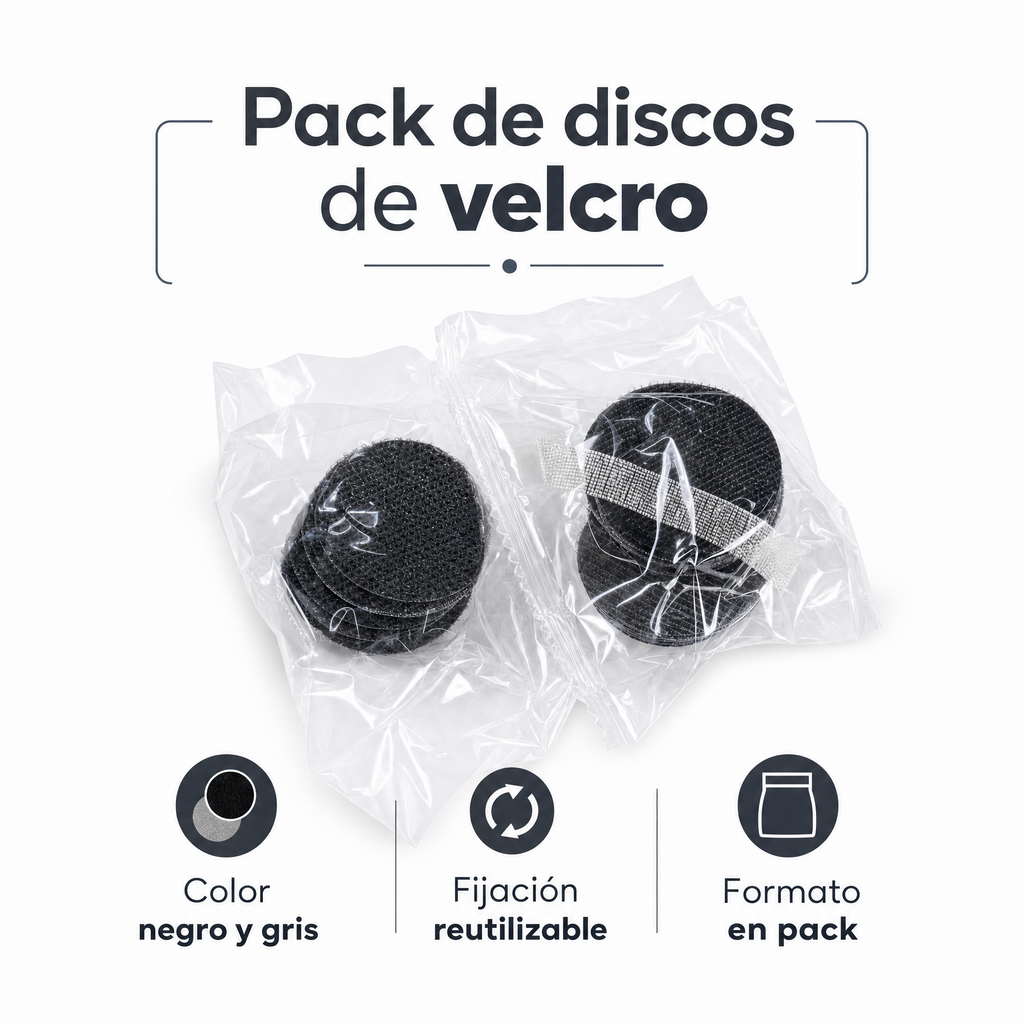 Pack de discos de velcro negro y gris