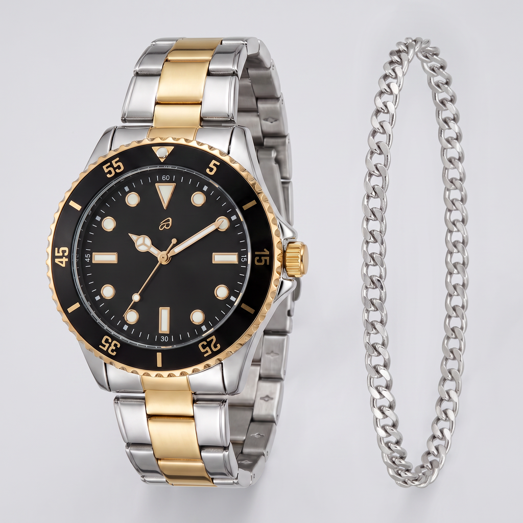 Auriol Set Reloj y Pulsera Bicolor