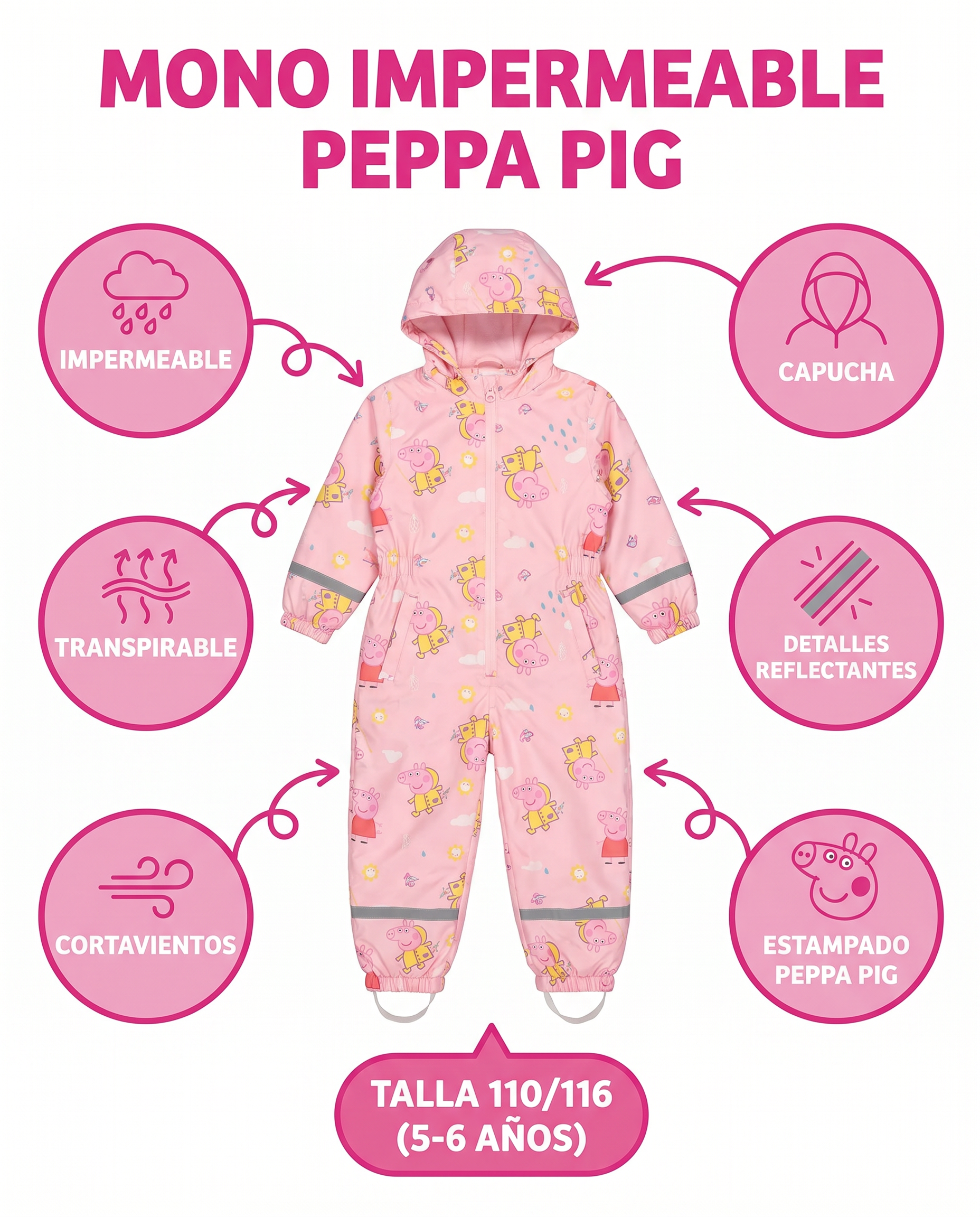 Mono Impermeable Peppa Pig — Rosa