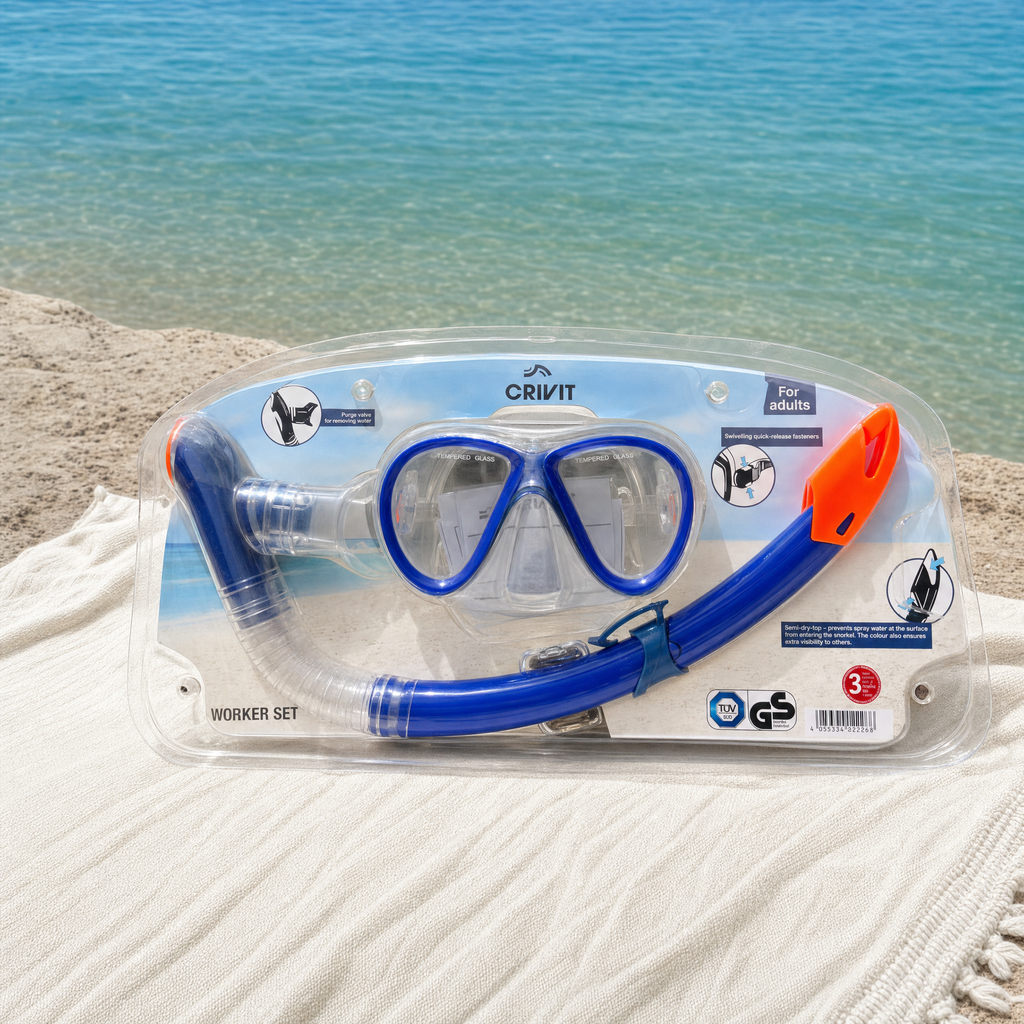 Crivit Set de Snorkel para Adultos Azul y Naranja