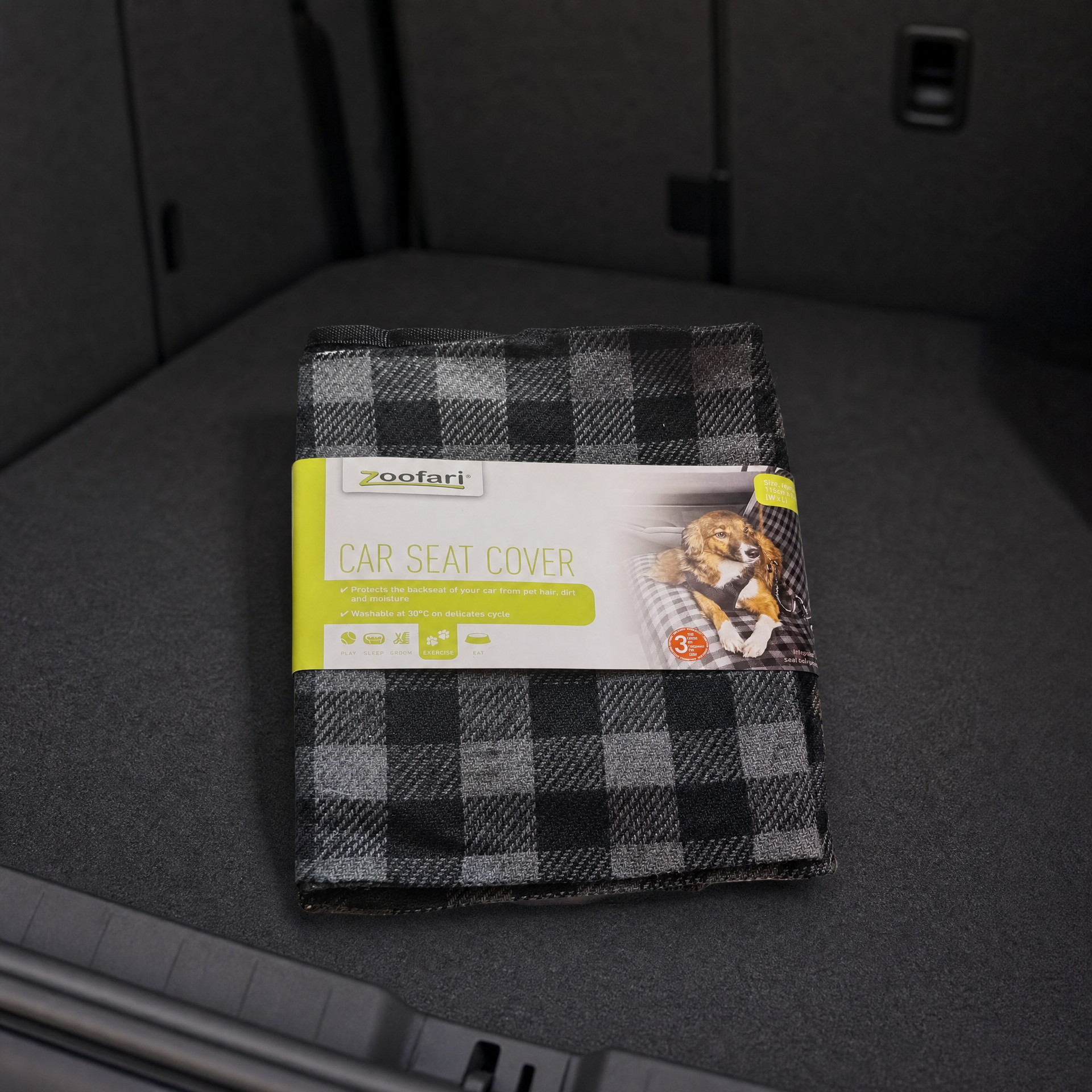 Zoofari funda para asiento de coche para mascotas - estampado a cuadros gris/negro