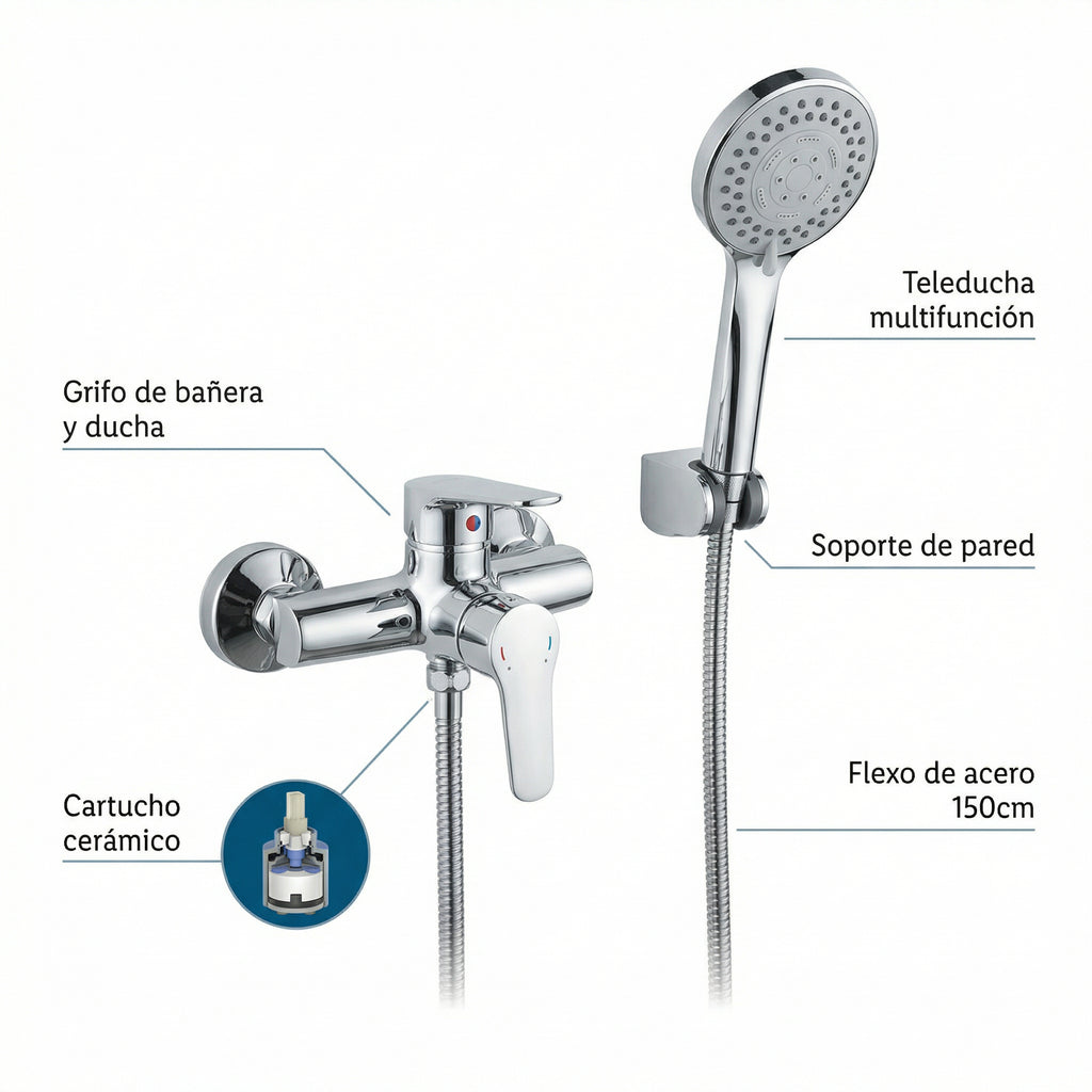 Grifo Monomando de Ducha y Bañera - Home Creation