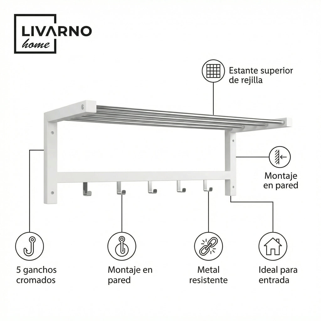 Perchero de Pared con Estante - Livarno Home