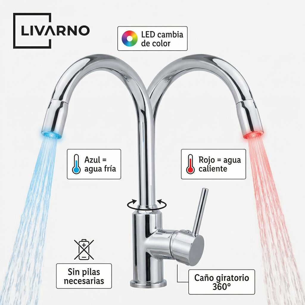 Grifo de Cocina con Luz LED - Livarno Home