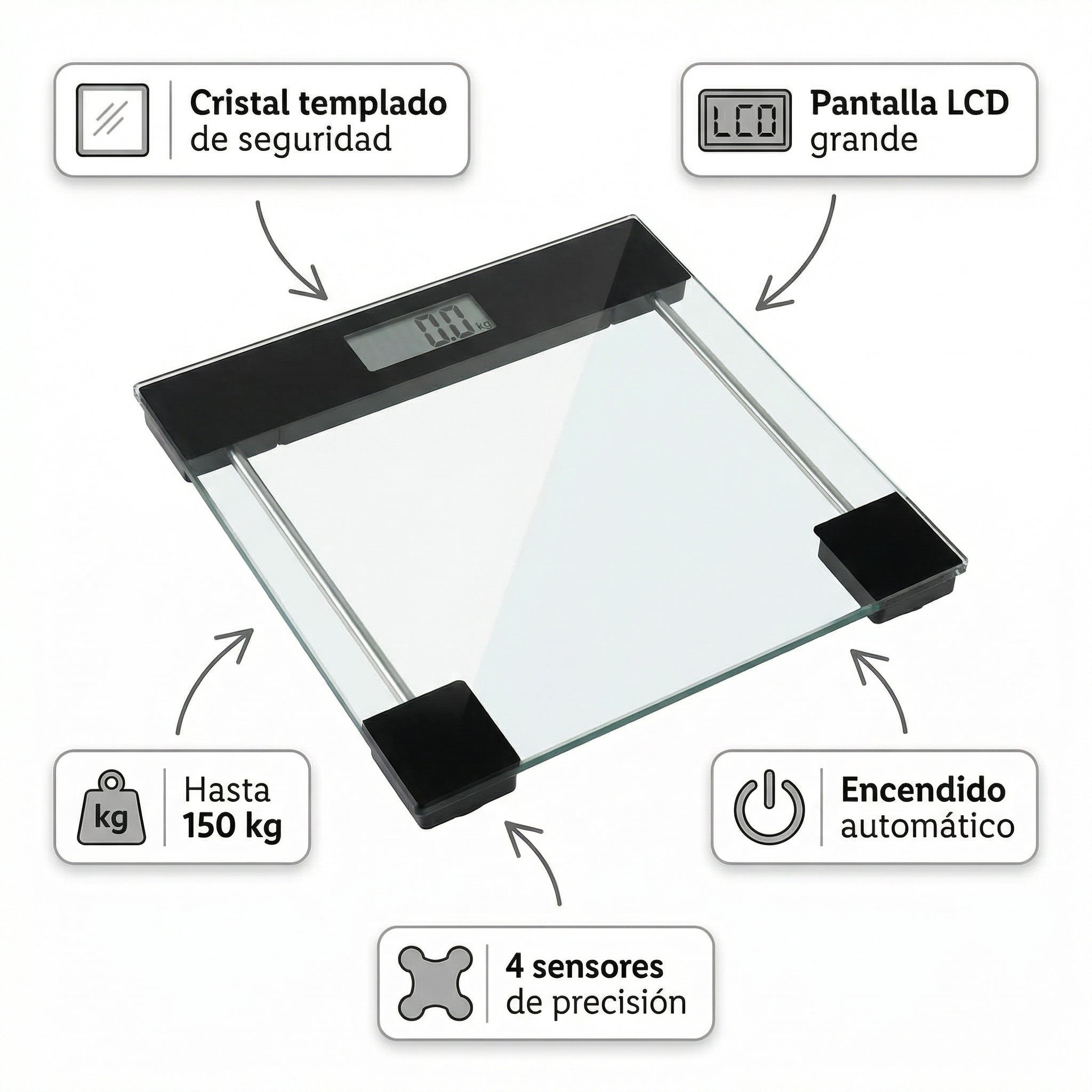 Báscula de Baño de Cristal - Cien Beauty