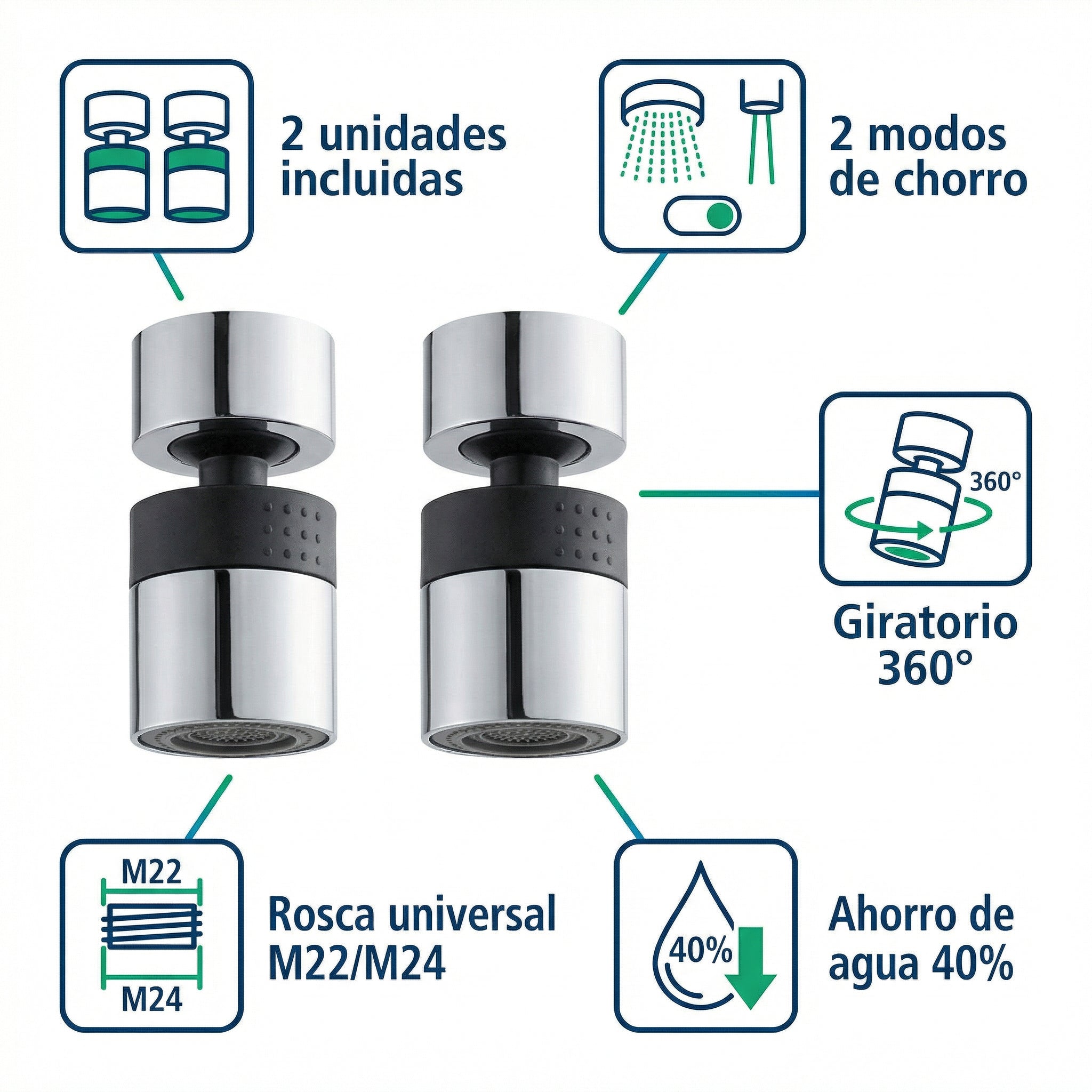 Set de 2 Aireadores Giratorios para Grifo - Home Creation