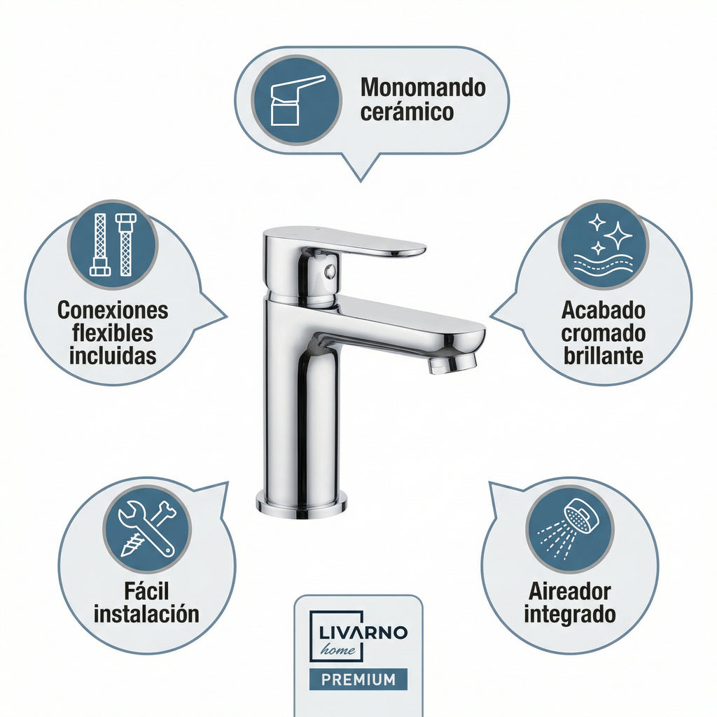 Grifo Monomando de Lavabo Cromado - Livarno Home