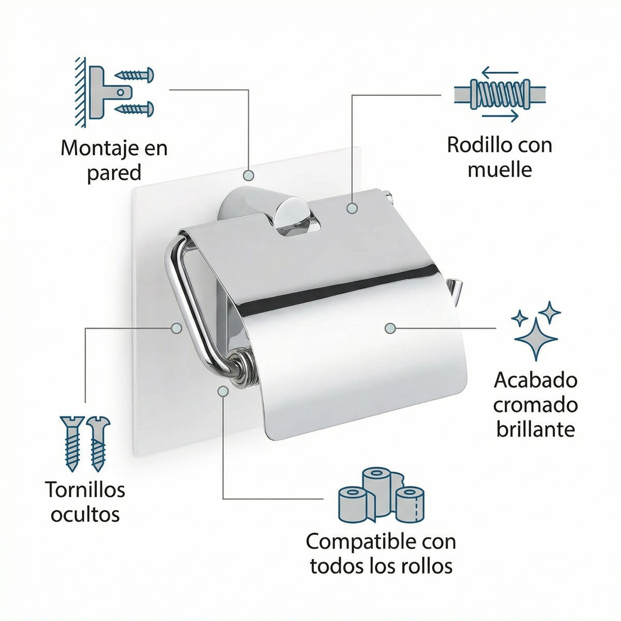 Portarrollos de Papel Higiénico Cromado - Livarno Home