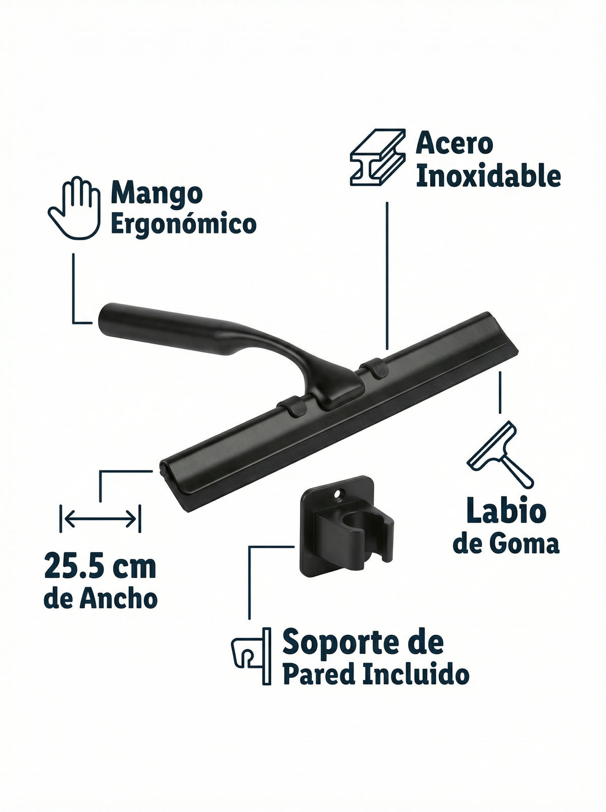 Limpiacristales de Ducha Negro con Soporte - Livarno Home