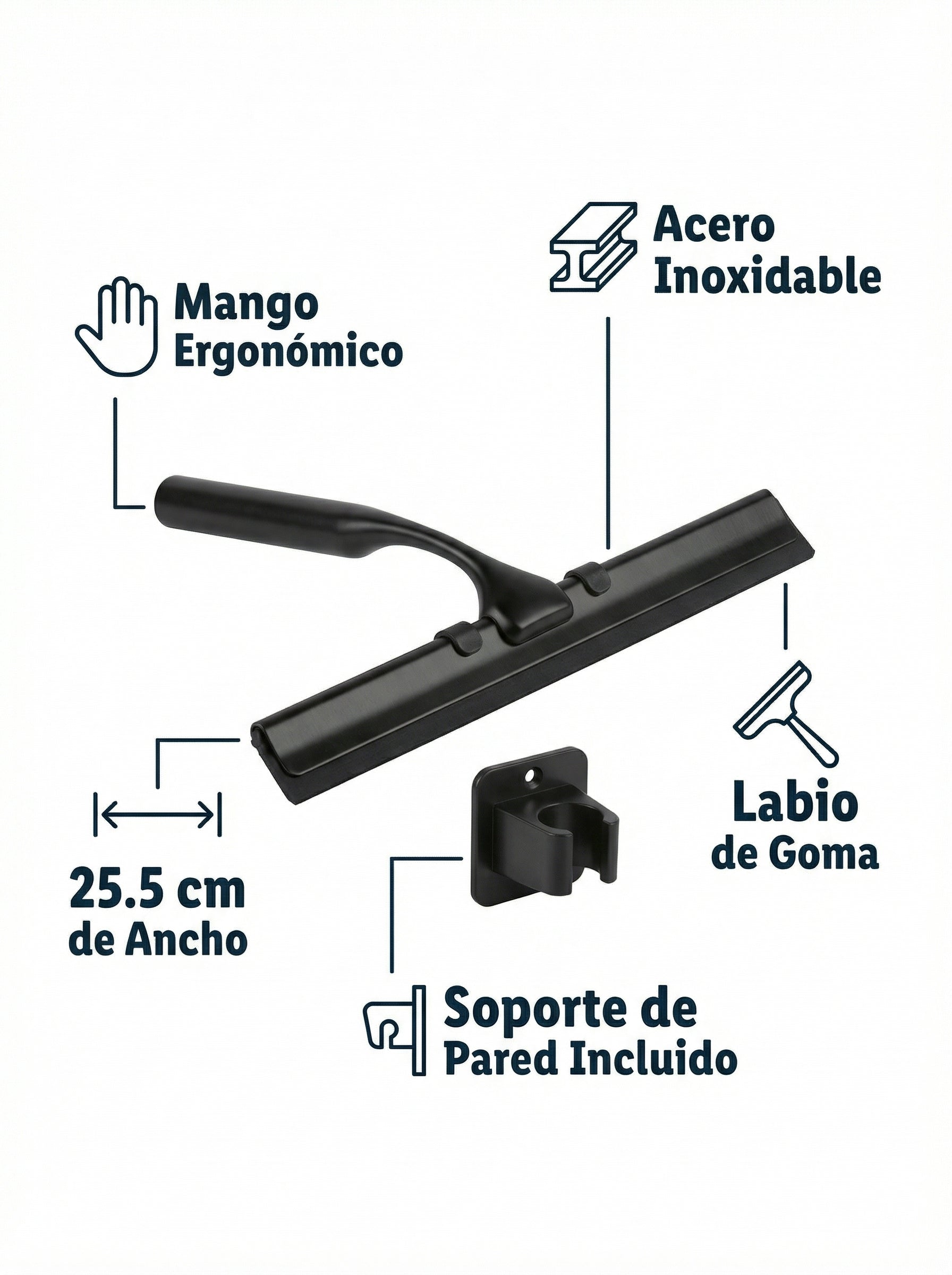 Limpiacristales de Ducha Negro con Soporte - Livarno Home