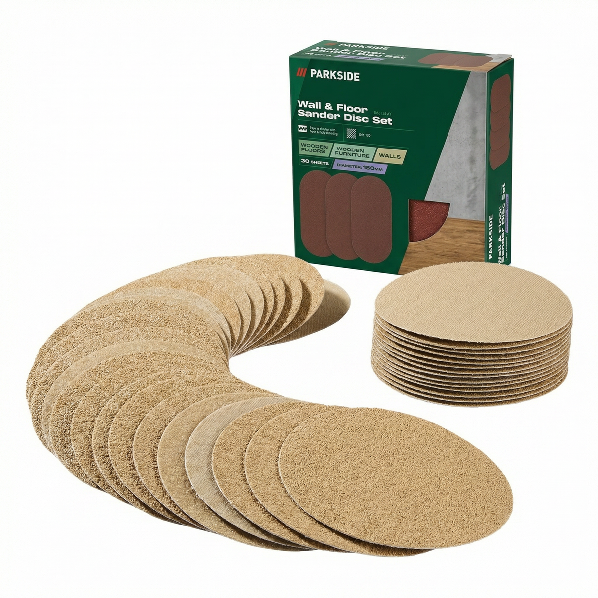 Set 30 Discos de Lija Parkside - 150mm Grano 120