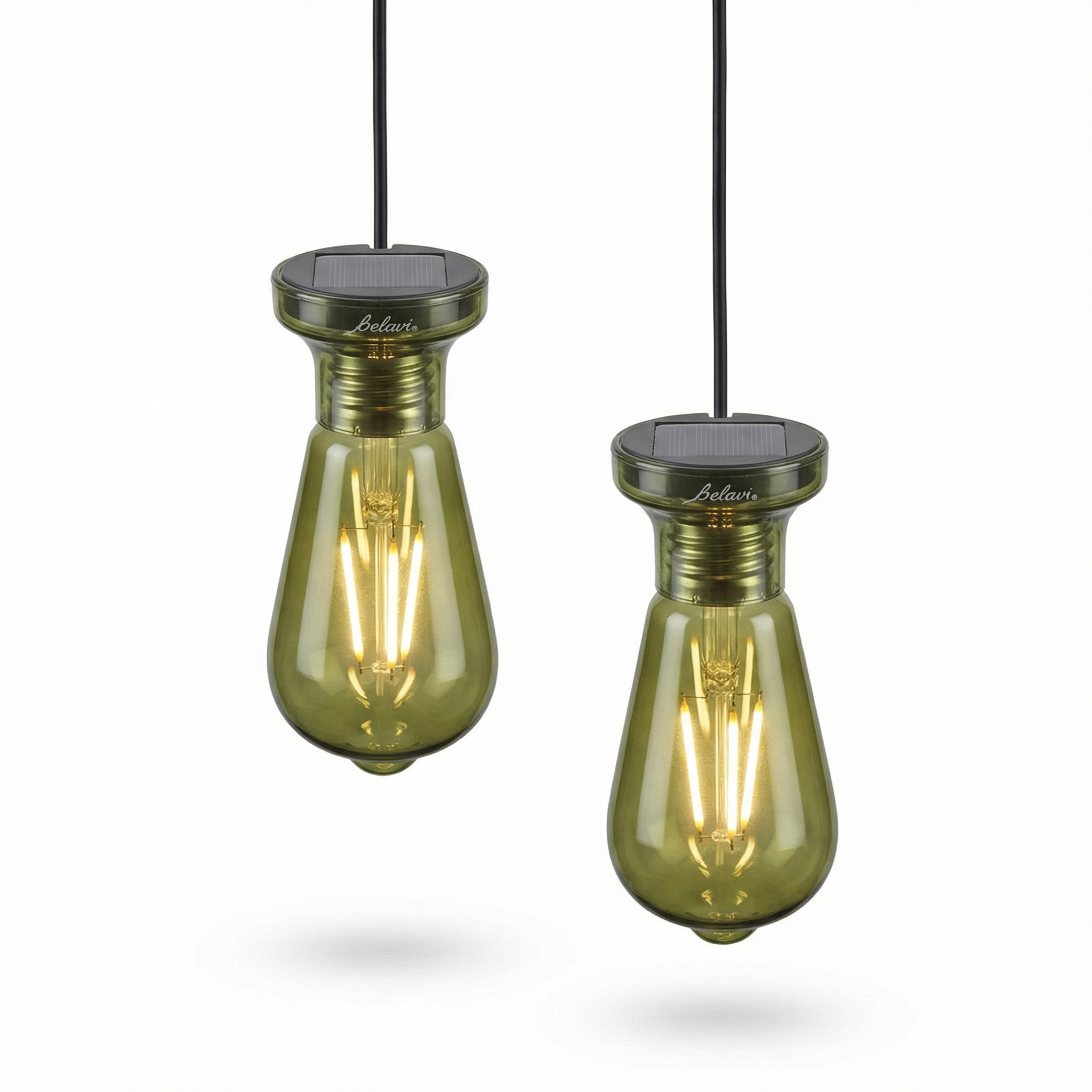 Set 2 Bombillas Solares LED Decorativas Verdes Luz Cálida | Belavi