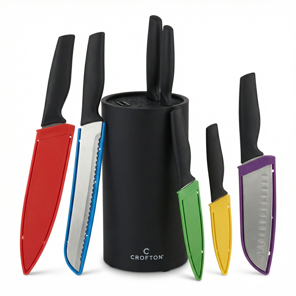 Set de Cuchillos de Cocina con Fundas Protectoras de Colores