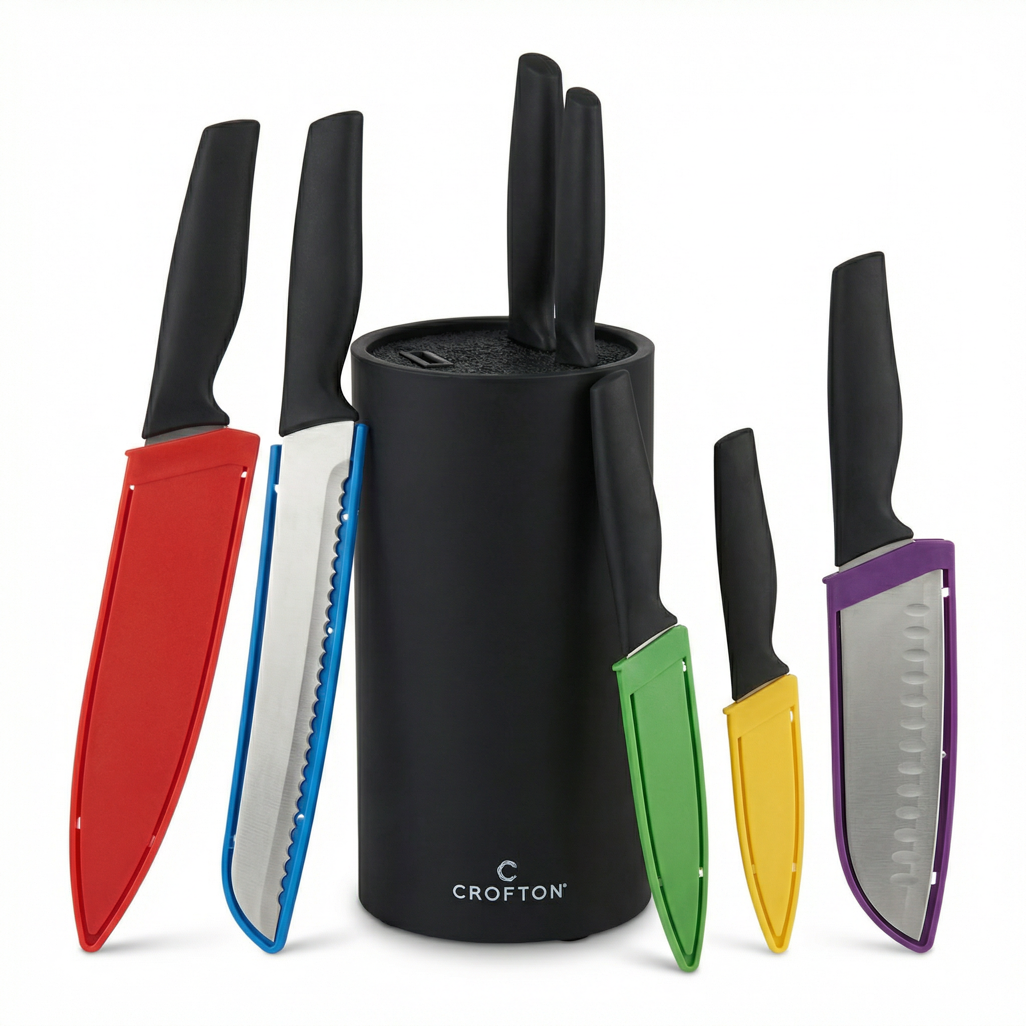 Set de Cuchillos de Cocina con Fundas Protectoras de Colores