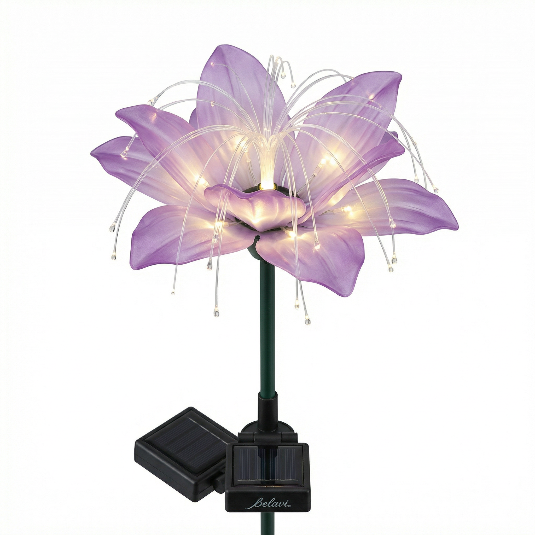 Estaca Solar LED Flor Lila con Fibra Óptica Decorativa | Belavi