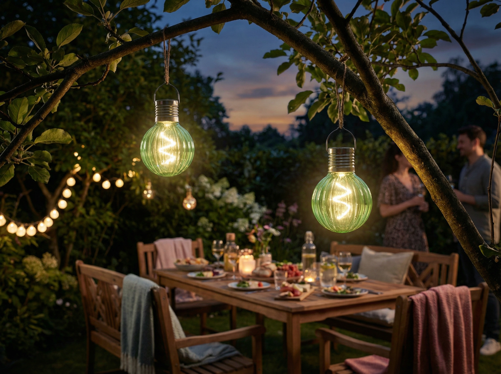 Set 2 Bombillas Solares LED Decorativas Verdes Luz Cálida | Belavi