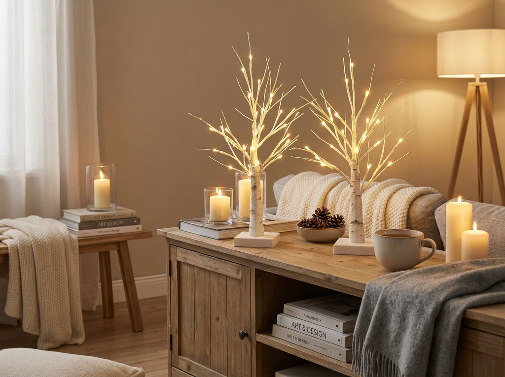 Set 2 Árboles Decorativos LED Abedul 20 LEDs con Timer | Home Creation