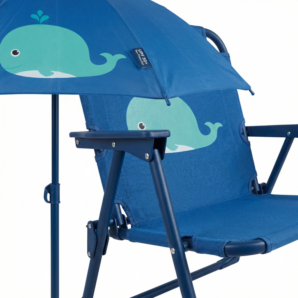 Set Mobiliario Infantil Livarno Home - Mesa + 2 Sillas + Sombrilla Ballena UPF 50+
