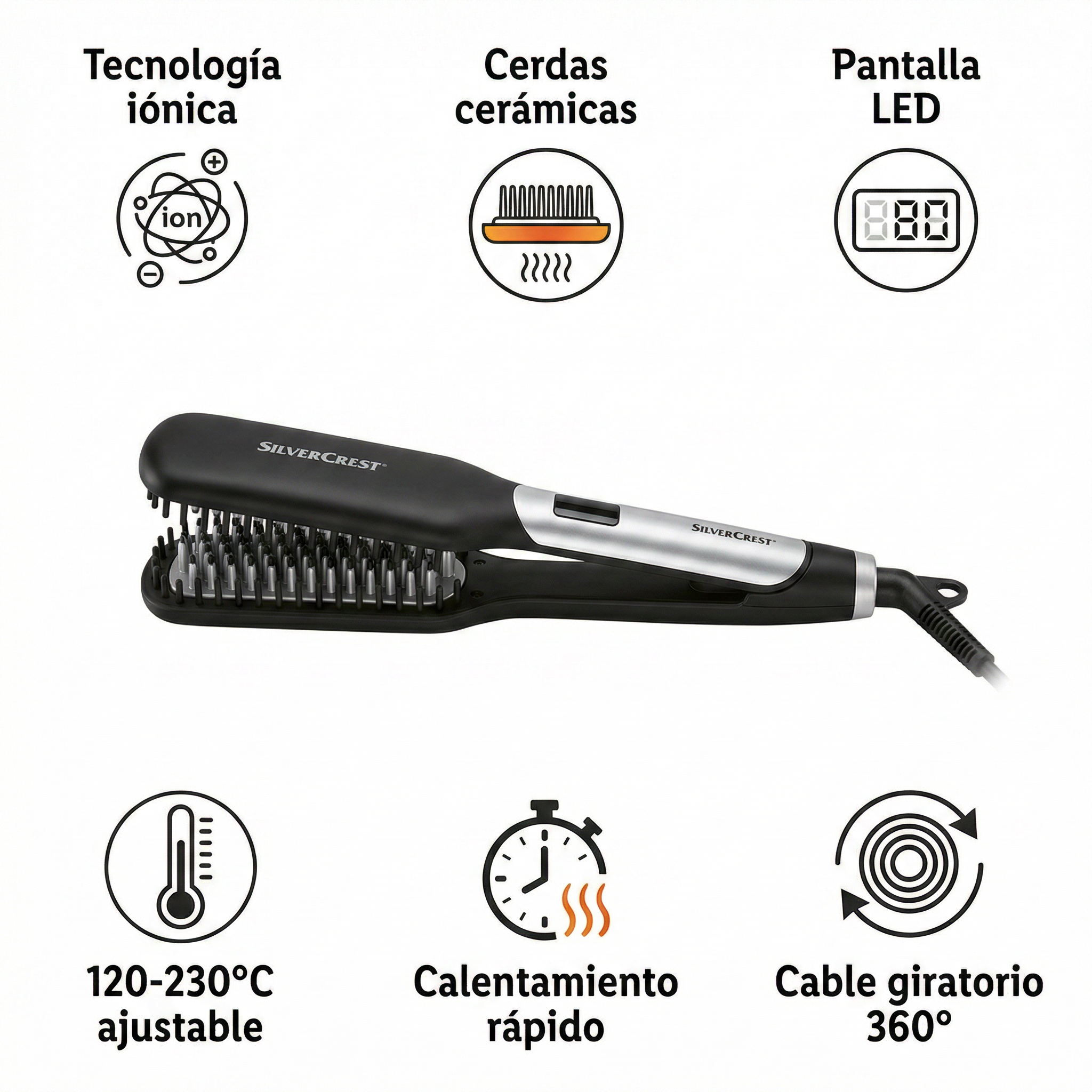 Cepillo Alisador Electrico SilverCrest SHGB 50 A1 - Ceramica Ionica