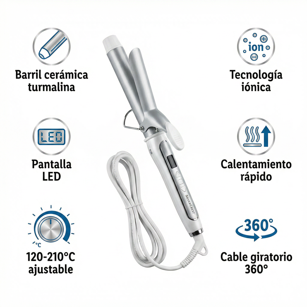 Rizador de Pelo SilverCrest SHLS 38 A1 - Ceramica Turmalina