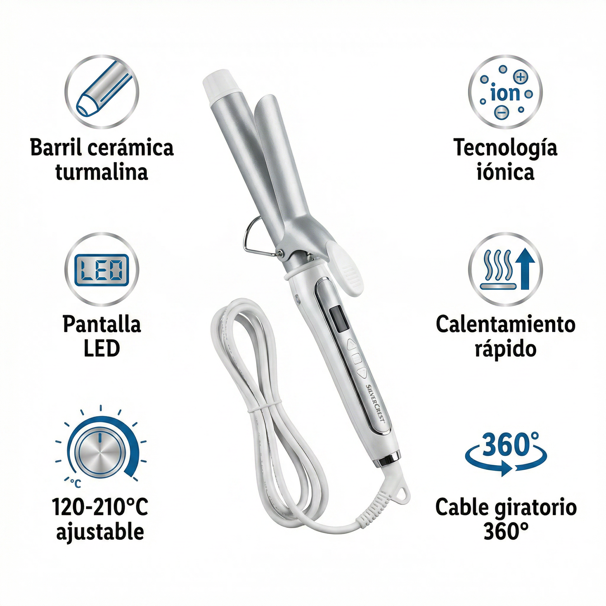 Rizador de Pelo SilverCrest SHLS 38 A1 - Ceramica Turmalina