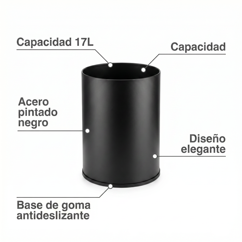 Papelera de Oficina Vilagrasa BAS-1051 — 1051 Negro 17 Litros