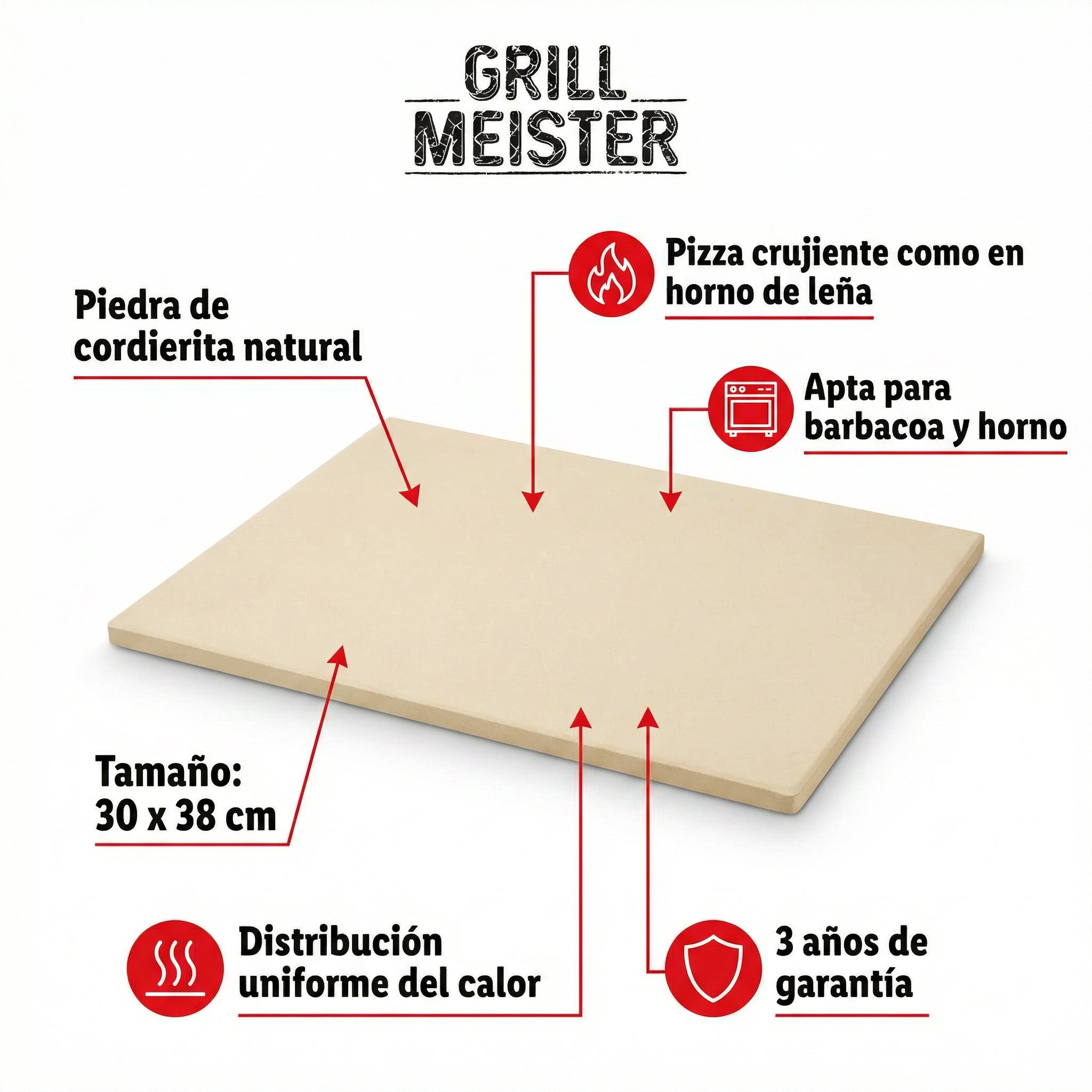 Piedra para Pizza Grill Meister 30x38cm Cordierita