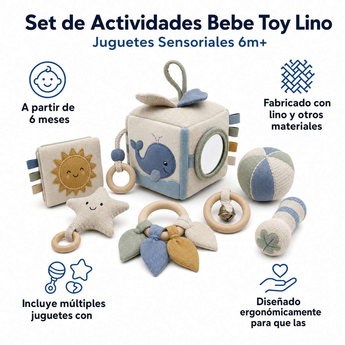 Set de Actividades Bebe Toy Lino - Juguetes Sensoriales 6m+