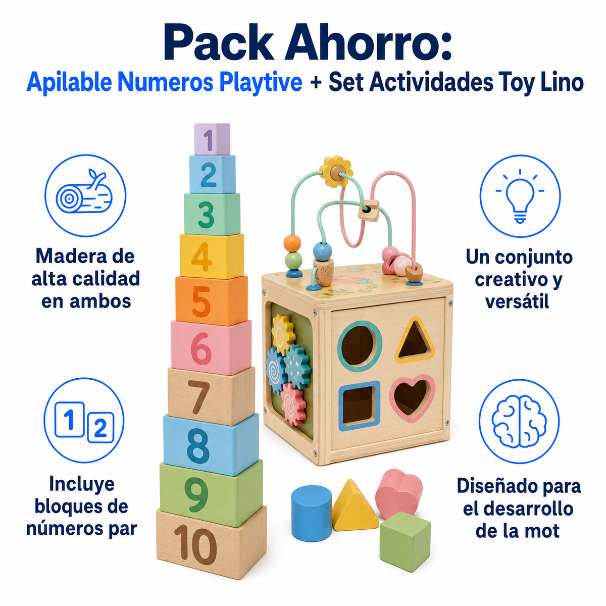 Pack Ahorro: Apilable Numeros Playtive + Set Actividades Toy Lino