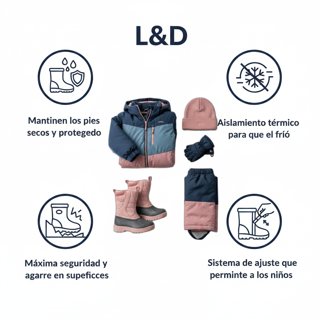 Botas de Nieve Infantiles Impermeables Rosa - Talla 36 | L&D