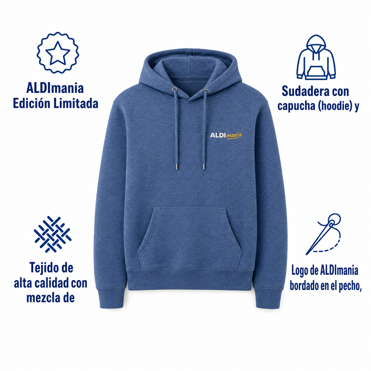 Sudadera ALDImania Hoodie Edición Limitada - Azul Jaspeado | ALDI