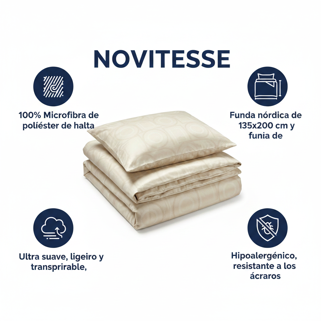 Juego de Ropa de Cama Microfibra 135x200 cm - Funda Nórdica + Almohada | Novitesse