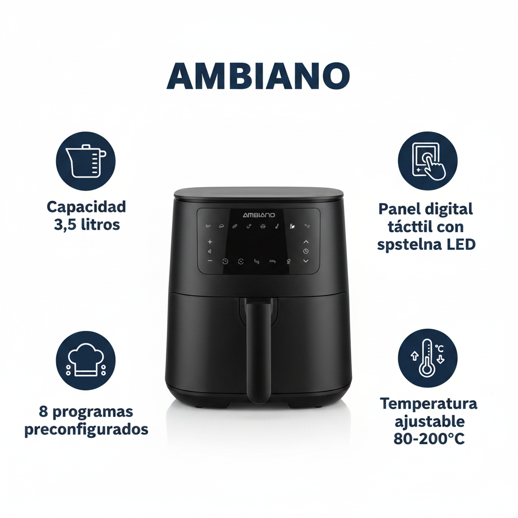 Freidora de Aire Digital 3,5L - 8 Programas Táctil | Ambiano