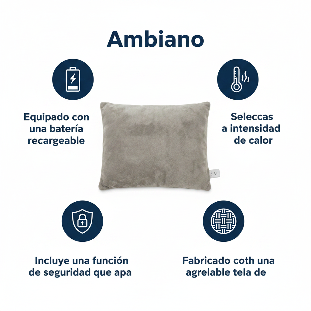 Cojín Térmico Inalámbrico con Batería Recargable - 3 Temperaturas | Ambiano