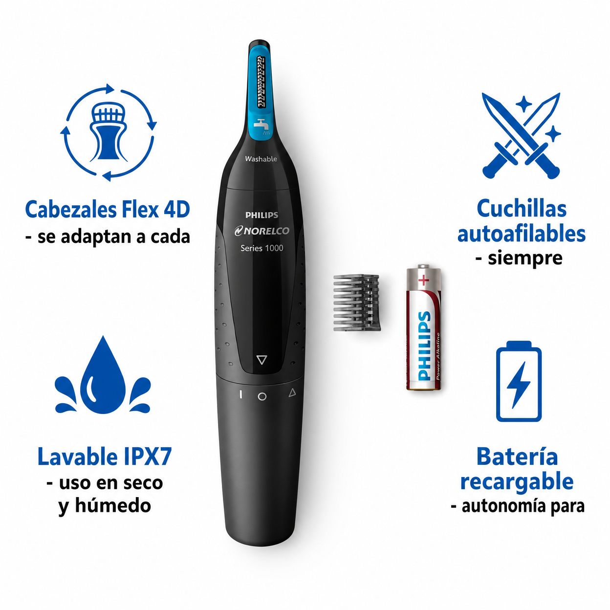 Set Afeitadora Eléctrica Philips Series 1000 + Recortador Nariz y Oídos | Philips