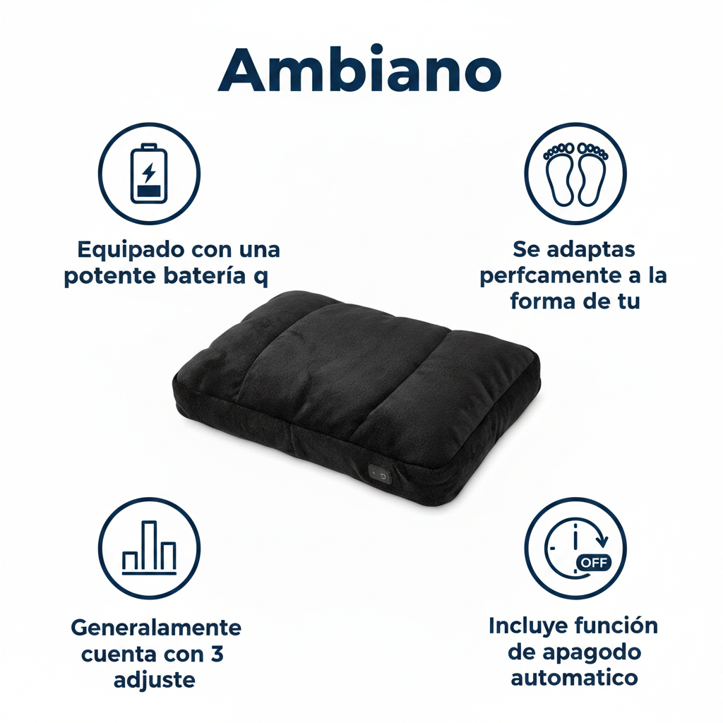 Cojín Térmico Inalámbrico para Espalda y Cuello - Batería Recargable 4.5h | Ambiano