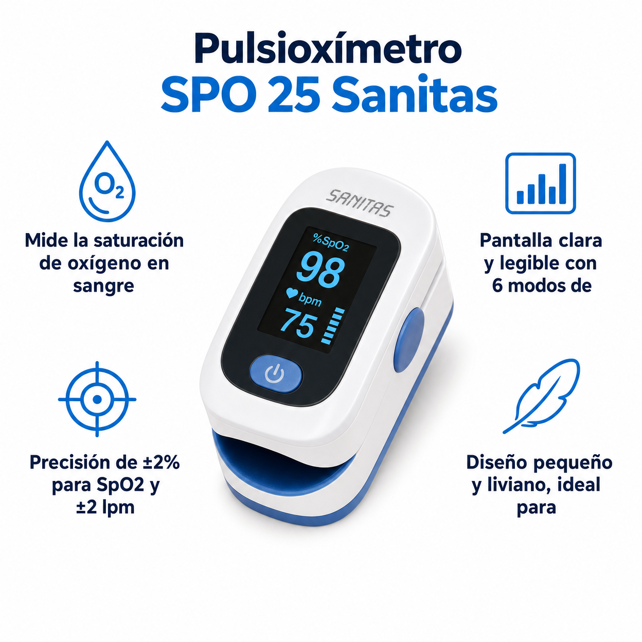 Pulsioxímetro SPO 25 Sanitas